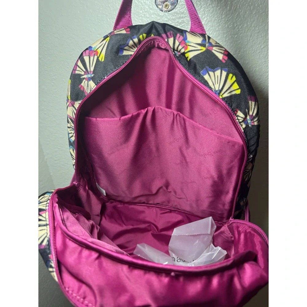 Vera Bradley Fan Floral Backpack Pink Trim Laptop Pocket‎ NWT